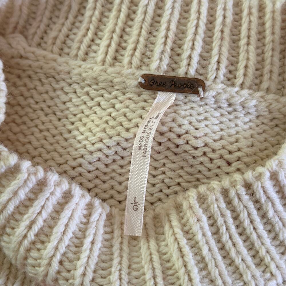 Free People Heart Knit Mock Neck Pullover Sweater L Wool Alpaca - Picture 7 of 9